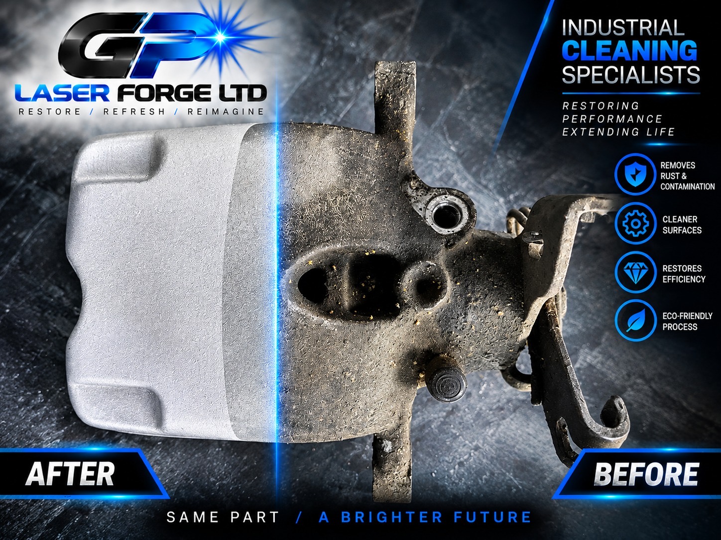 Industrial Part Cleaning by GP Laser Forge